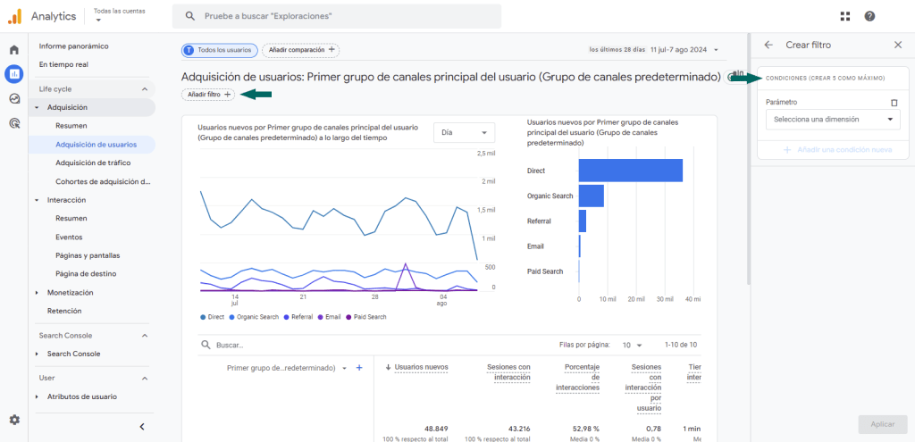 Filtros de Google Analytics 4