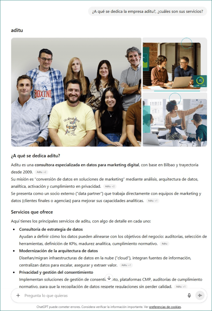 GEO: menciones directas en ChatGPT