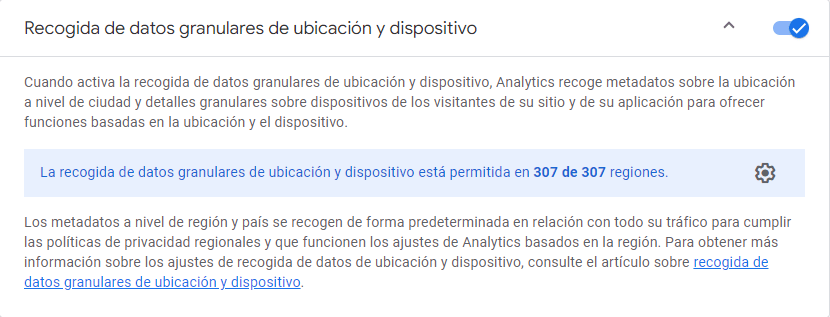 Recogida de datos granulares de ubicación y dispositivo en Google Analytics 4